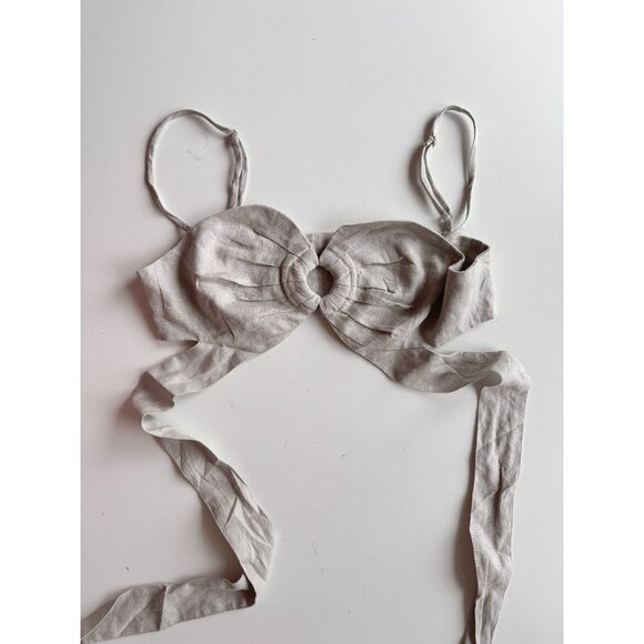 7 FOR ALL MANKIND Beige Linen Blend Cropped Tank Top, Size S - Picture 3 of 10